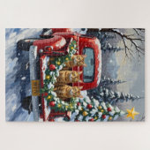 Abyssinian Cat Christmas Red Truck Holiday Legpuzzel (Horizontaal)