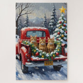 Abyssinian Cat Christmas Red Truck Holiday Legpuzzel (Verticaal)
