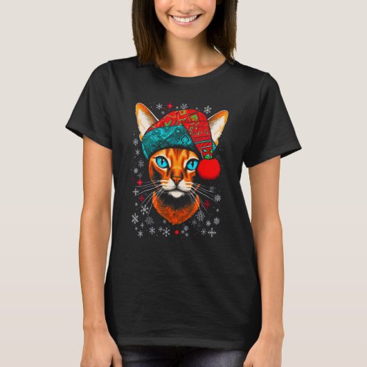 Abyssinian Cat Christmas T-shirt (Voorkant)