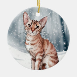 Abyssinian Cat Circle Christmas Ornament