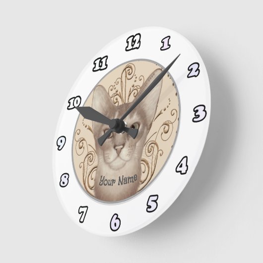 Abyssinian Cat clock Ronde Klok (Hoek)