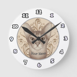 Abyssinian Cat clock Ronde Klok