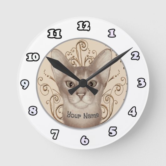Abyssinian Cat clock Ronde Klok (Voorkant)