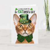 Abyssinian Cat Funny St. CATrick's Day Lucky Charm Feestdagen Kaart (Voorkant)