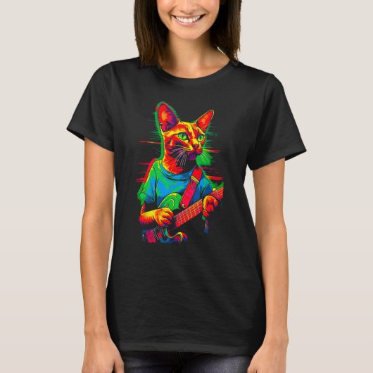 Abyssinian Cat Guitar T-shirt (Voorkant)