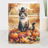 Abyssinian Cat in Autumn verlaat Thanksgiving Kaart (Voorkant)