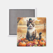 Abyssinian Cat in Autumn verlaat Thanksgiving Magneet (Voorkant / Achterkant)