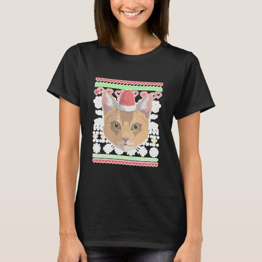 Abyssinian Cat Kitty Santa Claus Ugly T-shirt (Voorkant)