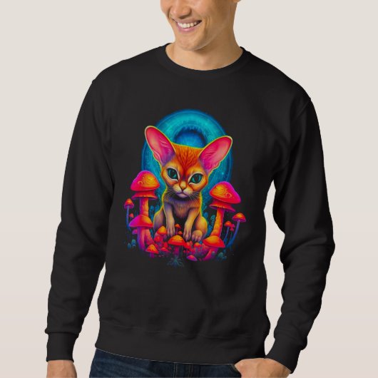 Abyssinian Cat Psychedelic Mushroom Trui (Voorkant)