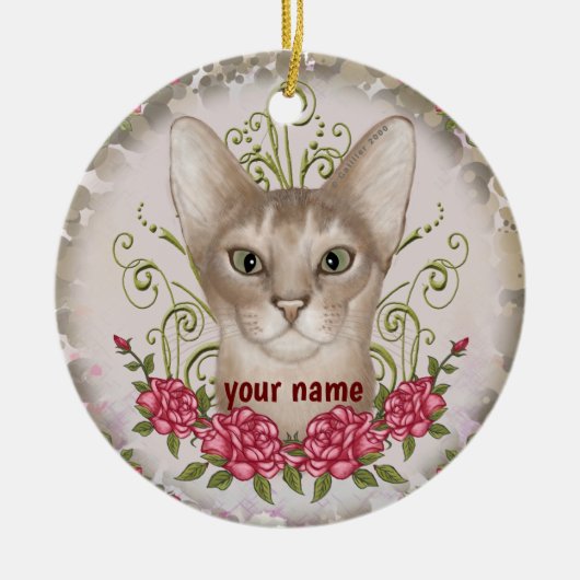 Abyssinian Cat Rozen douanenaam Ornament (Voorkant)