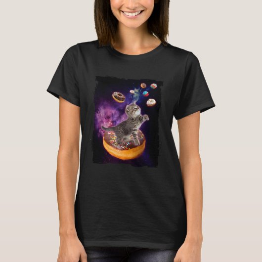 Abyssinian Cat Space Donuts Kitty in Space Kid T-shirt (Voorkant)