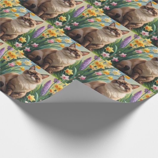 Abyssinian Cat Spring Flowers Painting Cadeaupapier (Hoek)