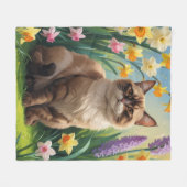 Abyssinian Cat Spring Flowers Painting Fleece Deken (Voorkant (Horizontaal))