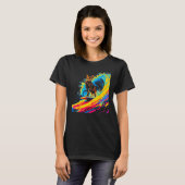 Abyssinian Cat Surfing T-shirt (Voorkant volledig)