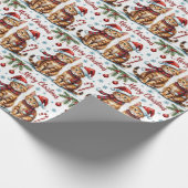 Abyssinian Cat Watercolor Christmas Design Cadeaupapier (Hoek)