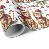 Abyssinian Cat Watercolor Christmas Design Cadeaupapier (Rol Hoek)
