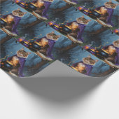 Abyssinian Cat Whimsical Halloween Schilderij Cadeaupapier (Hoek)