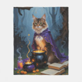 Abyssinian Cat Whimsical Halloween Schilderij Fleece Deken (Voorkant)