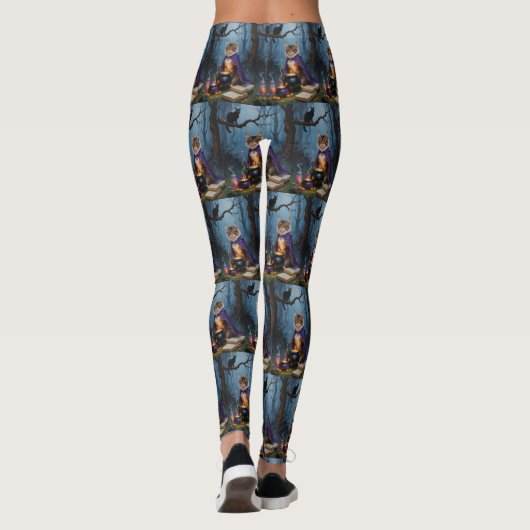 Abyssinian Cat Whimsical Halloween Schilderij Leggings (Achterkant)