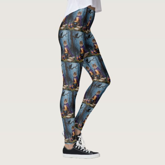 Abyssinian Cat Whimsical Halloween Schilderij Leggings (Rechts)