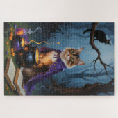 Abyssinian Cat Whimsical Halloween Schilderij Legpuzzel (Horizontaal)