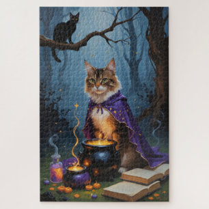 Abyssinian Cat Whimsical Halloween Schilderij Legpuzzel