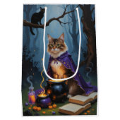 Abyssinian Cat Whimsical Halloween Schilderij Medium Cadeauzakje (Achterkant)