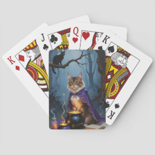 Abyssinian Cat Whimsical Halloween Schilderij Pokerkaarten