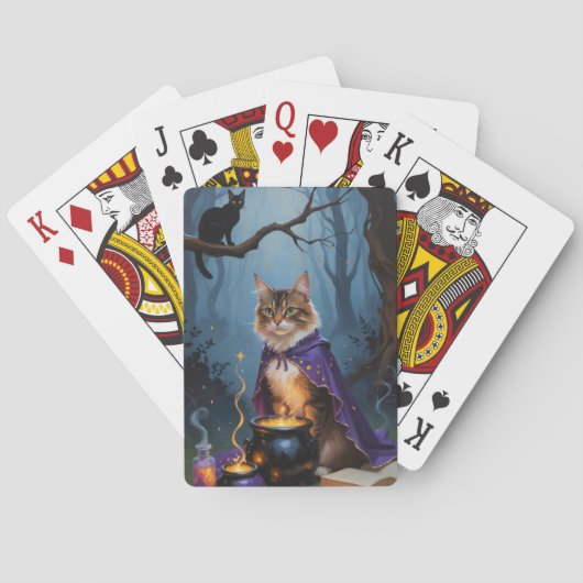 Abyssinian Cat Whimsical Halloween Schilderij Pokerkaarten (Achterkant)