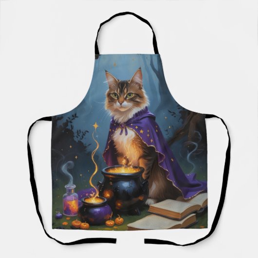 Abyssinian Cat Whimsical Halloween Schilderij Schort (Voorkant)