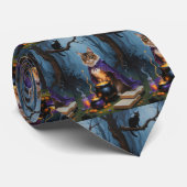 Abyssinian Cat Whimsical Halloween Schilderij Stropdas (Opgerold)