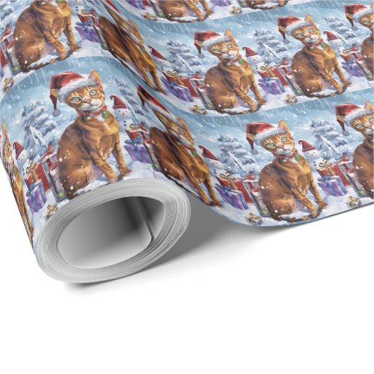 Abyssinian Cat Winter Wonderland Christmas Joy Cadeaupapier (Rol Hoek)
