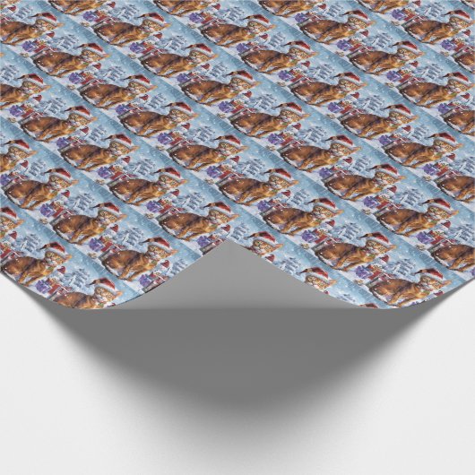 Abyssinian Cat Winter Wonderland Christmas Joy Cadeaupapier (Hoek)