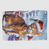 Abyssinian Cat Winter Wonderland Christmas Joy Golfhanddoek (Horizontaal)