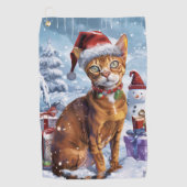 Abyssinian Cat Winter Wonderland Christmas Joy Golfhanddoek (Voorkant)