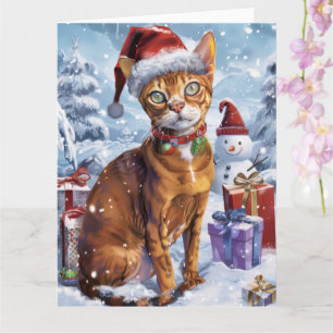 Abyssinian Cat Winter Wonderland Christmas Joy Kaart