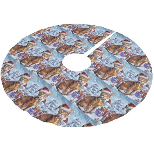 Abyssinian Cat Winter Wonderland Christmas Joy Kerstboom Rok (Gekanteld)