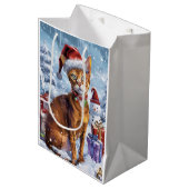 Abyssinian Cat Winter Wonderland Christmas Joy Medium Cadeauzakje (Voorkant Gekanteld)