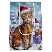 Abyssinian Cat Winter Wonderland Christmas Joy Medium Cadeauzakje (Achterkant)