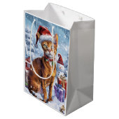Abyssinian Cat Winter Wonderland Christmas Joy Medium Cadeauzakje (Achterkant Gekanteld)