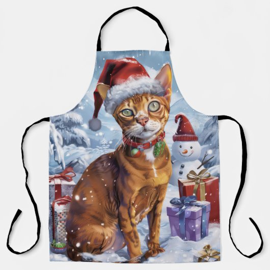 Abyssinian Cat Winter Wonderland Christmas Joy Schort (Voorkant)