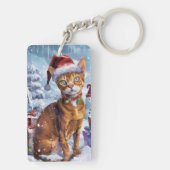 Abyssinian Cat Winter Wonderland Christmas Joy Sleutelhanger (achterkant)
