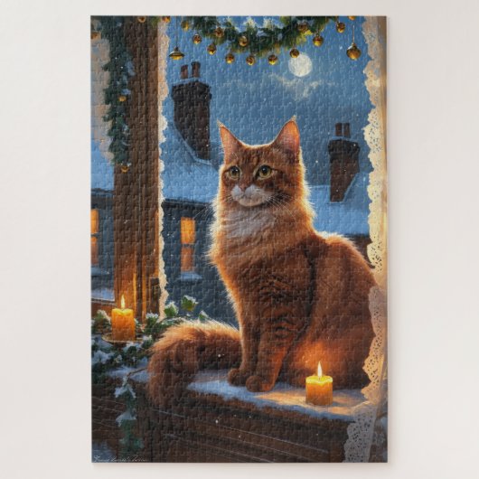Abyssinian Cat With Christmas Lights Holiday Legpuzzel (Verticaal)