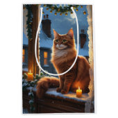 Abyssinian Cat With Christmas Lights Holiday Medium Cadeauzakje (Voorkant)