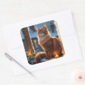 Abyssinian Cat With Christmas Lights Holiday Vierkante Sticker (Envelop)
