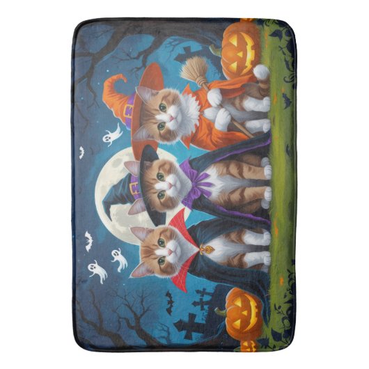 Abyssinian Cats Pumpkin Halloween Grappig Badmat (Voorkant Verticaal)