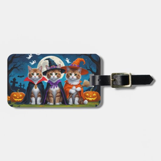 Abyssinian Cats Pumpkin Halloween Grappig Bagagelabel (Voorkant horizontaal)