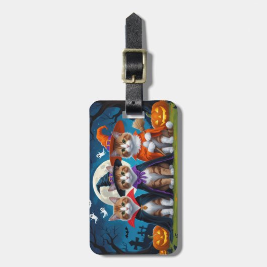 Abyssinian Cats Pumpkin Halloween Grappig Bagagelabel (Voorkant verticaal)