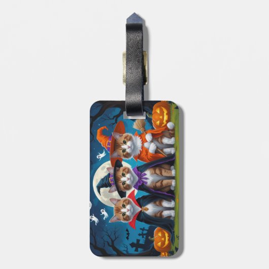 Abyssinian Cats Pumpkin Halloween Grappig Bagagelabel (Achterkant verticaal)