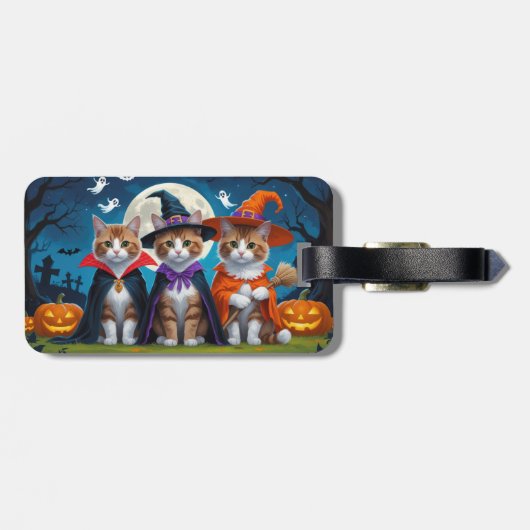 Abyssinian Cats Pumpkin Halloween Grappig Bagagelabel (Achterkant horizontaal)